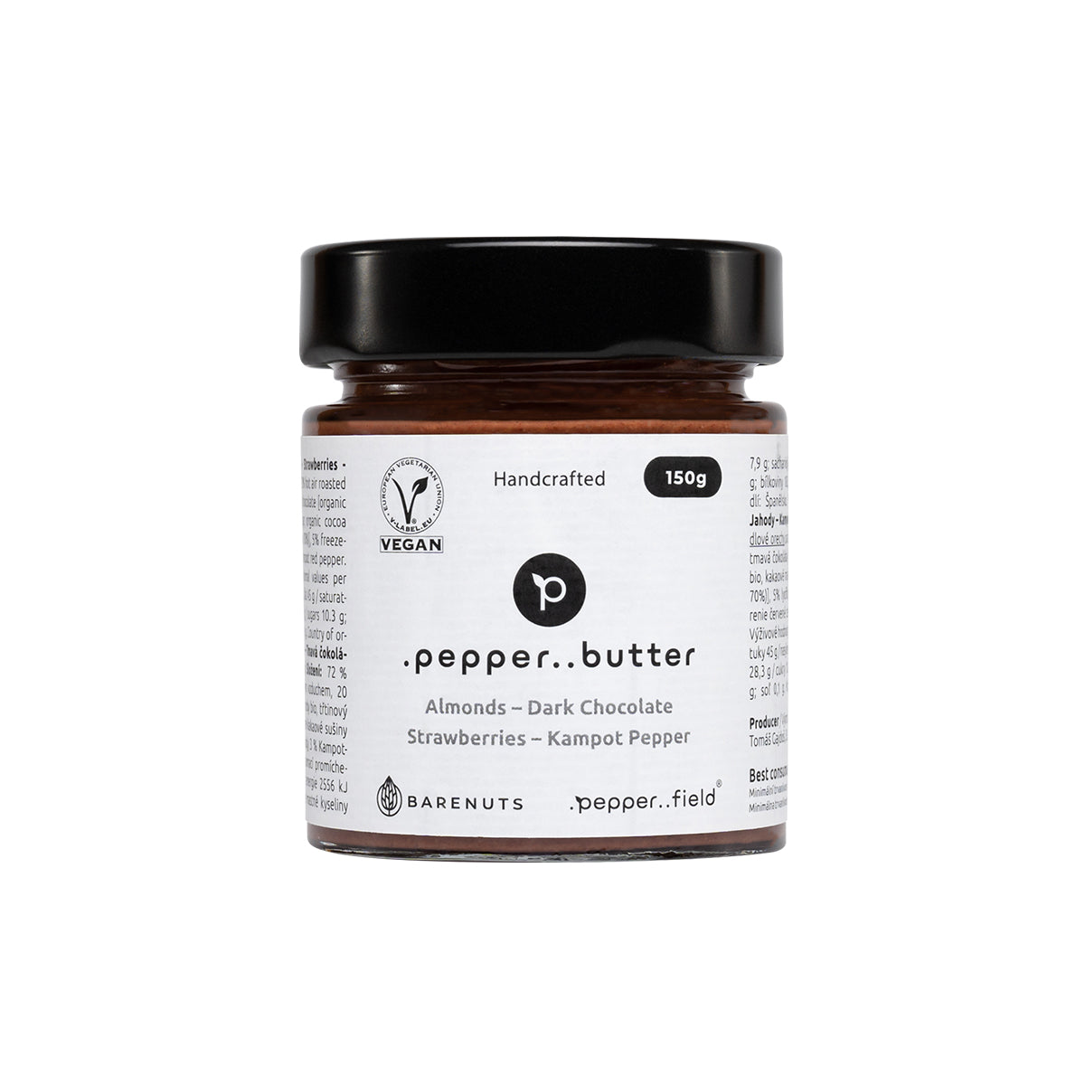 Beurre d'amande avec chocolat noir, fraises et poivre de Kampot (150 g)