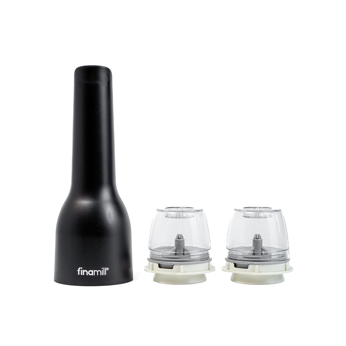 Finamill Black, electric rechargeable Grinder with two ProPlus magazines 