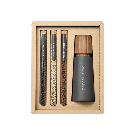 Scandinavian Grinder with a set of test tubes with Kampot  pepper in a gift box (3× 10 g) 