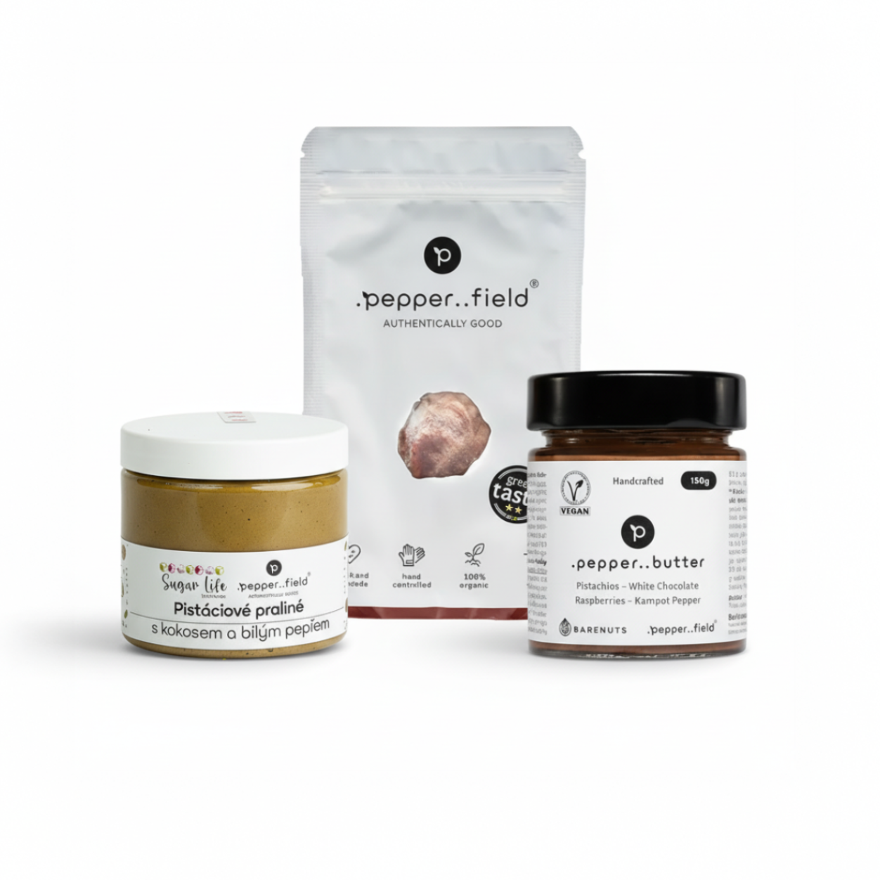 Valentine's pistachio package: pistachio praline + pistachio butter + 20 g of red Kampot pepper as a gift 