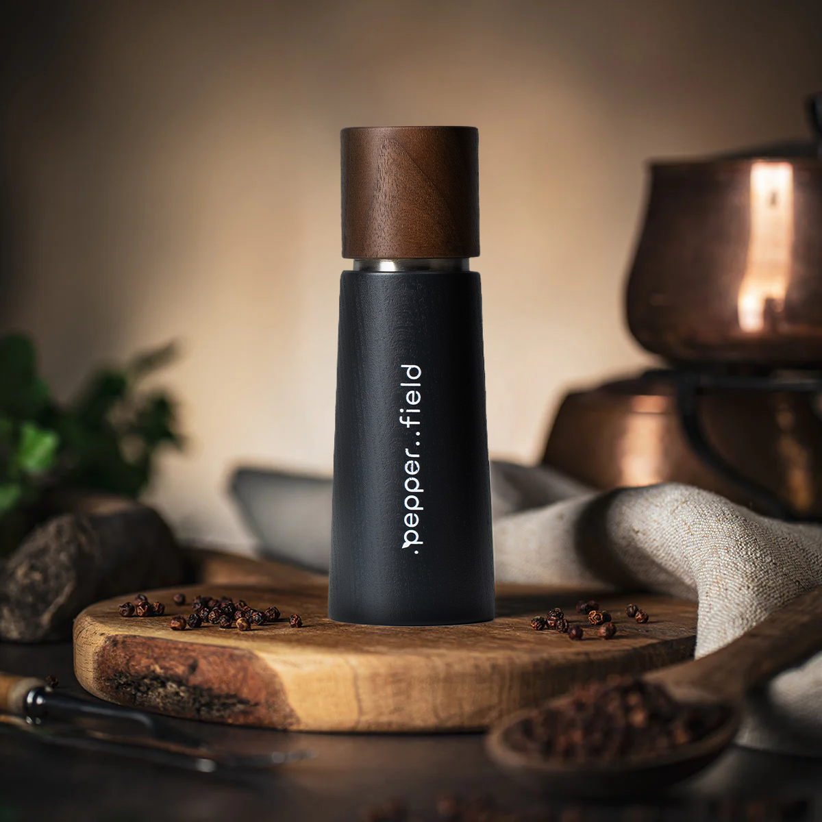 Dark gray wooden original .pepper..field Grinder 